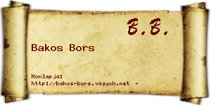Bakos Bors névjegykártya